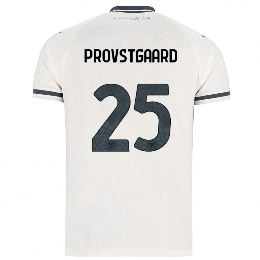 Danxen Uomo Maglia Oliver Provstgaard #25 Bianco Blu Navy Kit Gara Away 2025/26 Maglietta