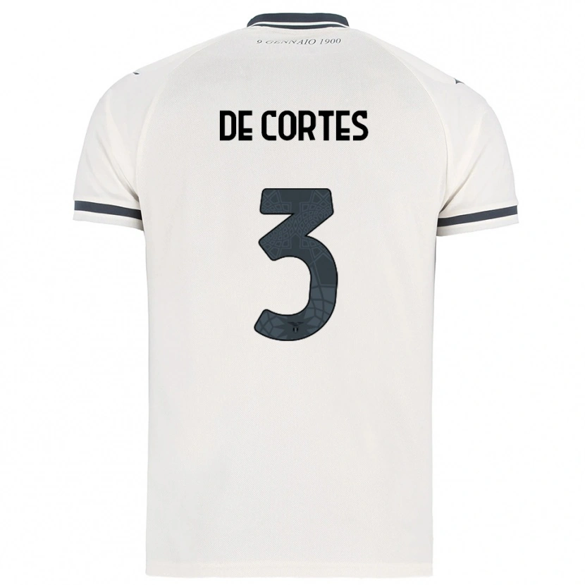 Danxen Uomo Maglia Alessandro De Cortes #3 Bianco Blu Navy Kit Gara Away 2025/26 Maglietta