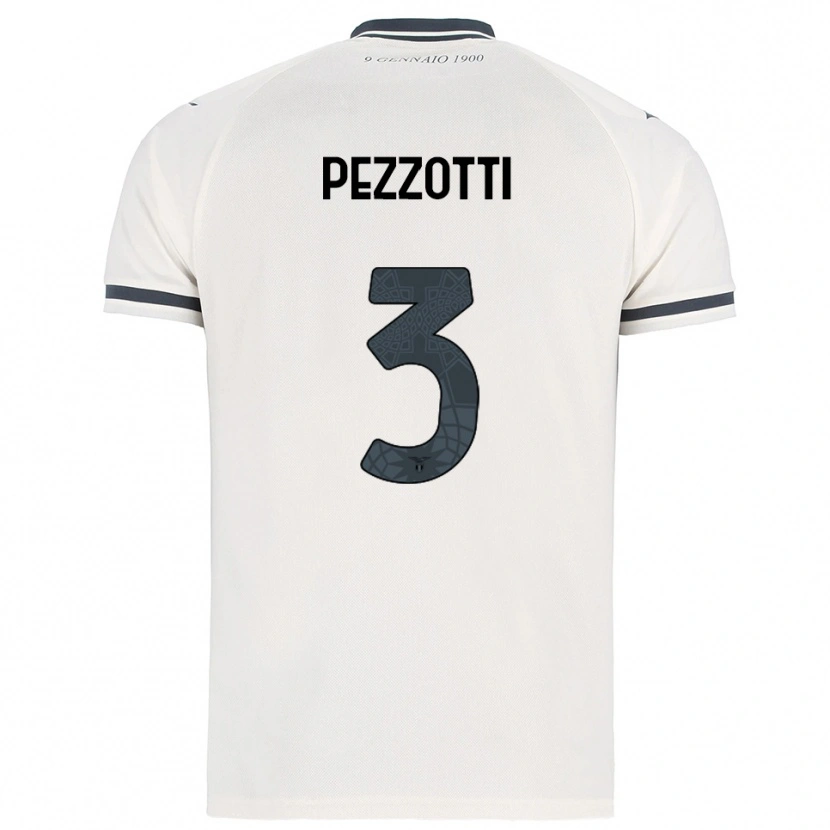Danxen Uomo Maglia Arianna Pezzotti #3 Bianco Blu Navy Kit Gara Away 2025/26 Maglietta