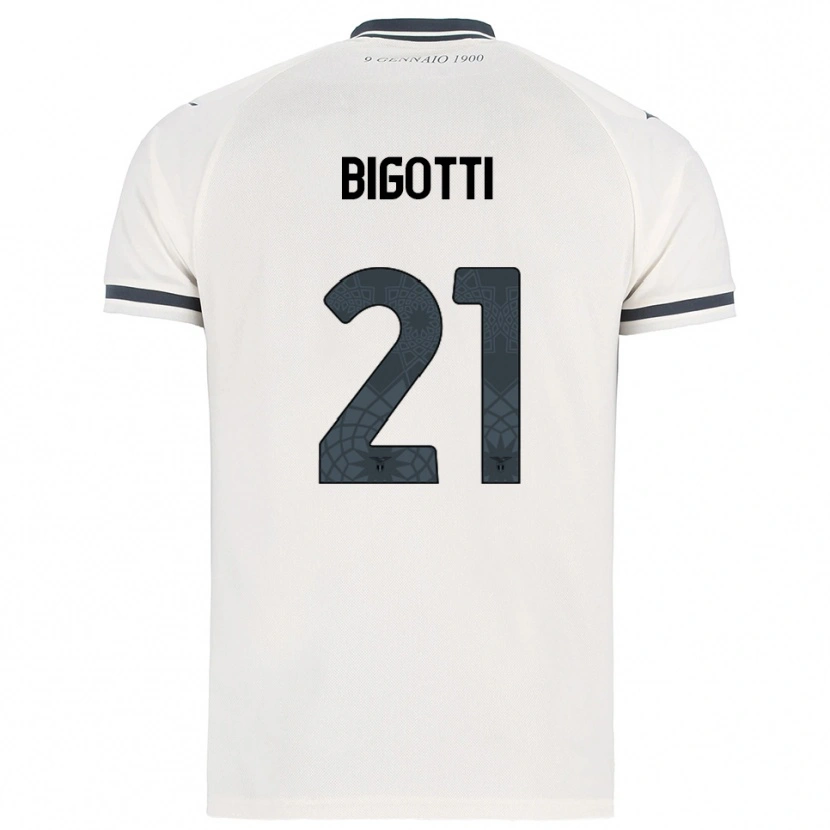 Danxen Uomo Maglia Massimo Bigotti #21 Bianco Blu Navy Kit Gara Away 2025/26 Maglietta