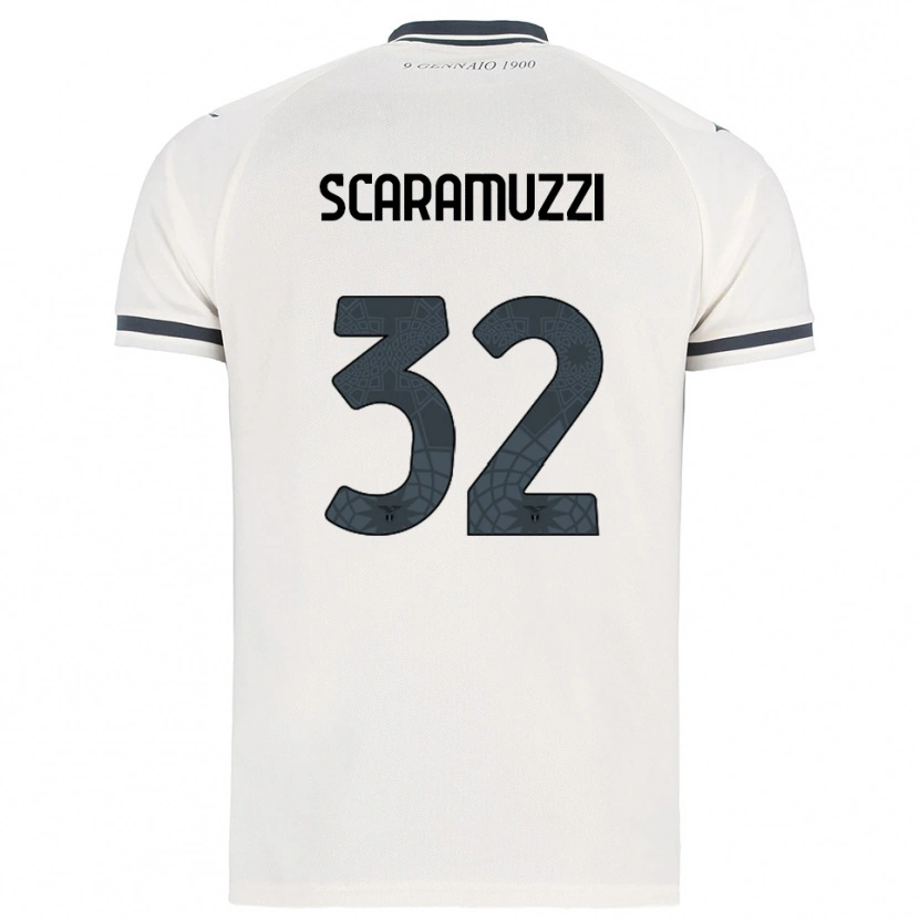 Danxen Uomo Maglia Chiara Scaramuzzi #32 Bianco Blu Navy Kit Gara Away 2025/26 Maglietta