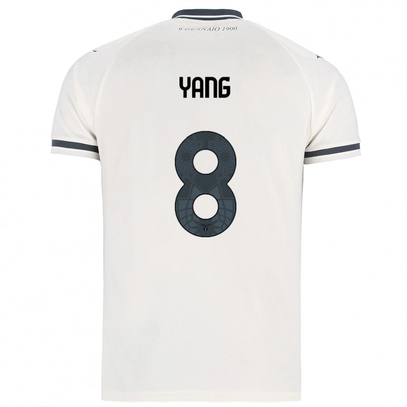 Danxen Uomo Maglia Lina Yang #8 Bianco Blu Navy Kit Gara Away 2025/26 Maglietta