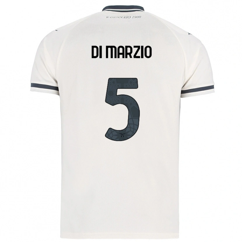 Danxen Uomo Maglia Flavio Di Marzio #5 Bianco Blu Navy Kit Gara Away 2025/26 Maglietta