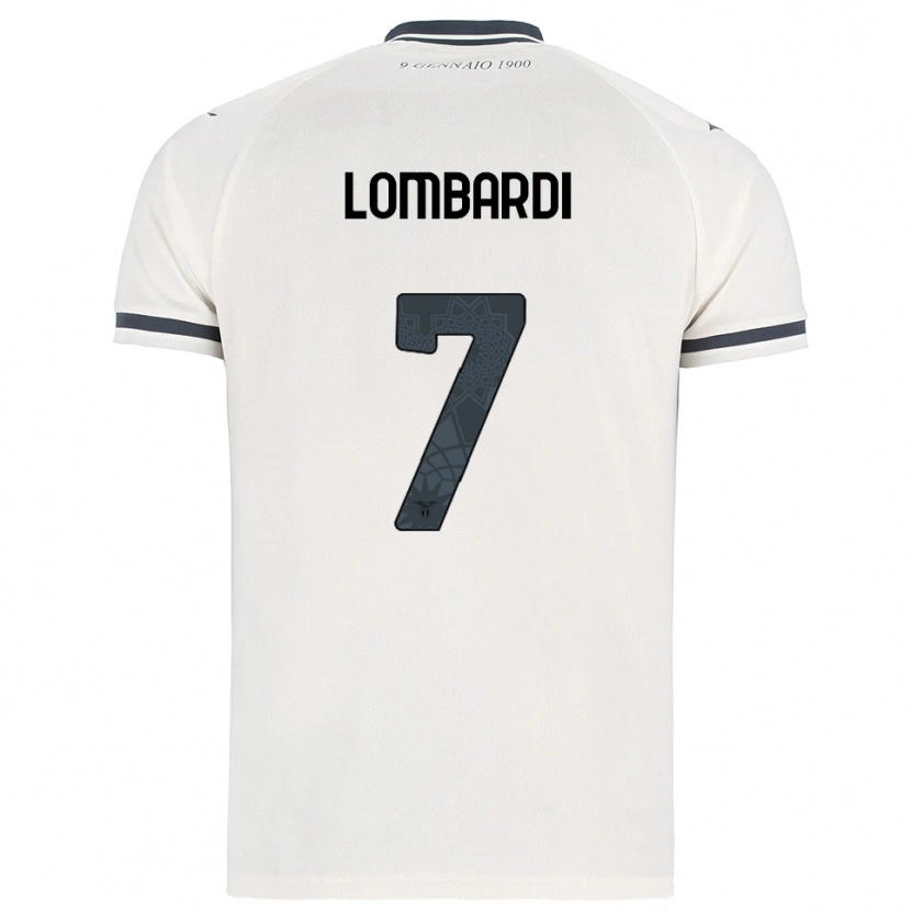 Danxen Uomo Maglia Pierlorenzo Lombardi #7 Bianco Blu Navy Kit Gara Away 2025/26 Maglietta