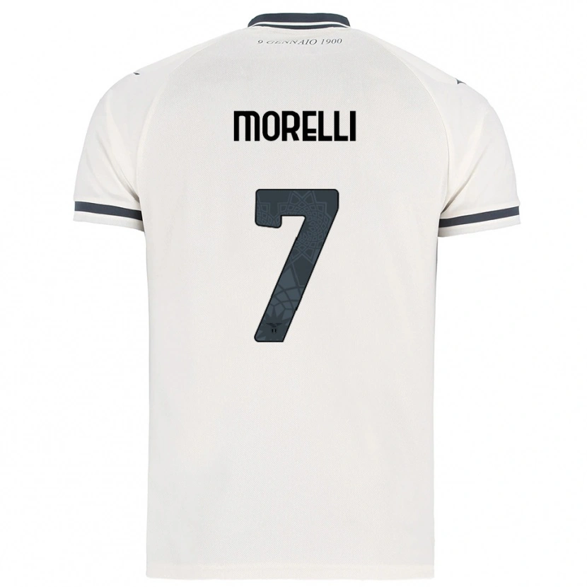 Danxen Uomo Maglia Matteo Morelli #7 Bianco Blu Navy Kit Gara Away 2025/26 Maglietta