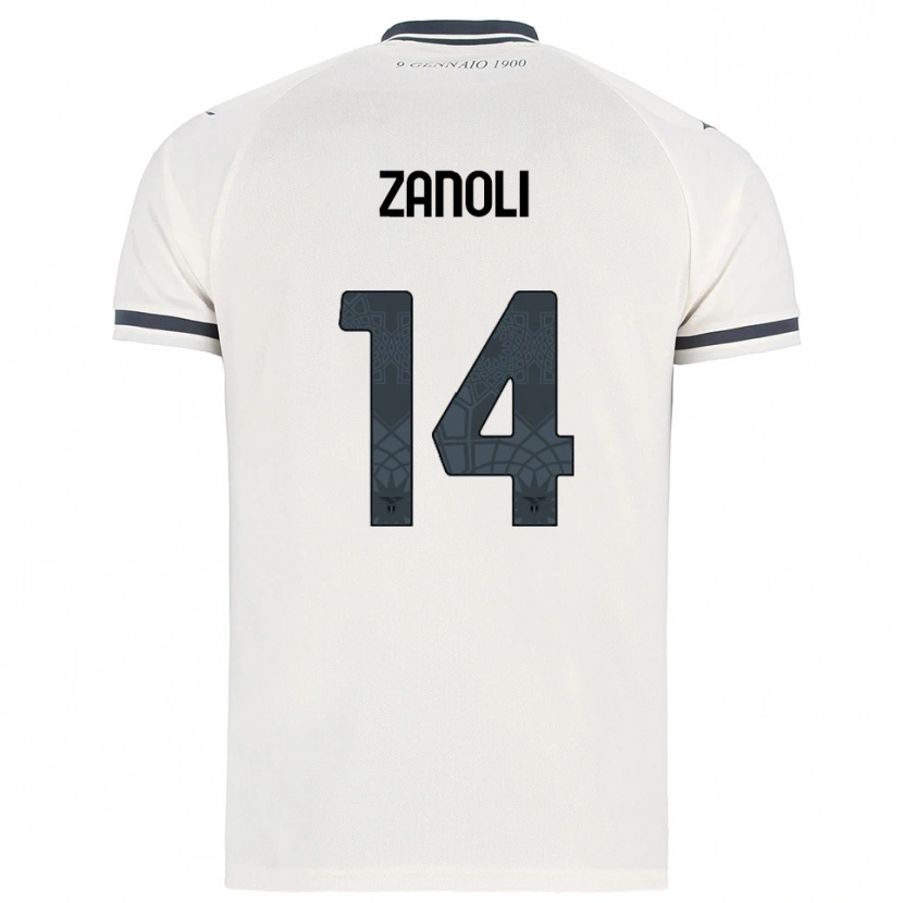 Danxen Uomo Maglia Martina Zanoli #14 Bianco Blu Navy Kit Gara Away 2025/26 Maglietta