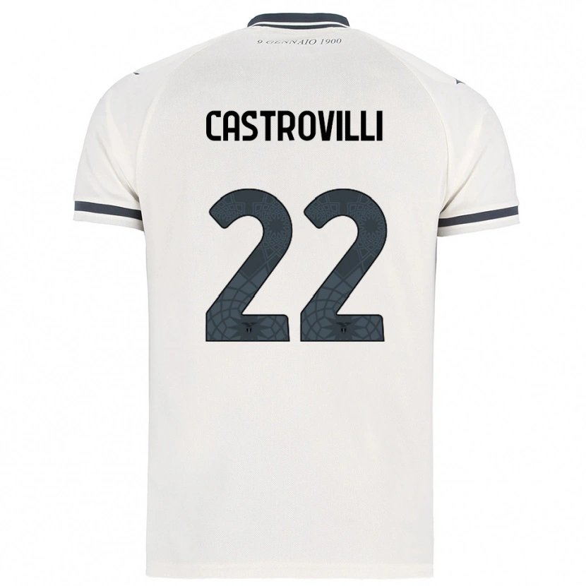 Danxen Uomo Maglia Gaetano Castrovilli #22 Bianco Blu Navy Kit Gara Away 2025/26 Maglietta