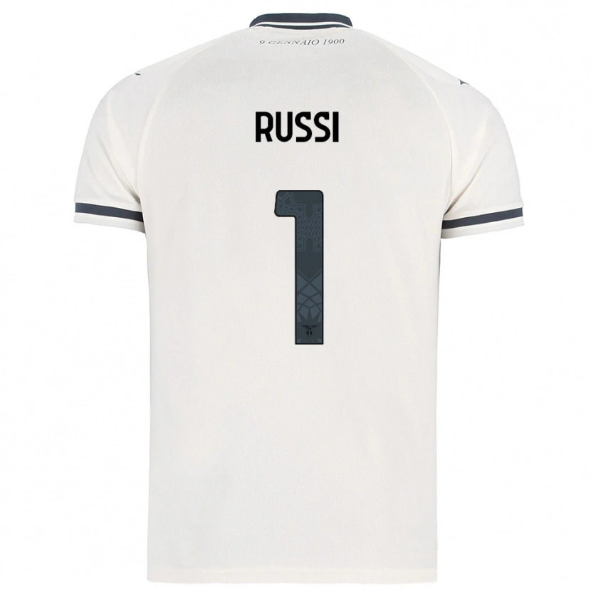 Danxen Uomo Maglia Gabriele Russi #1 Bianco Blu Navy Kit Gara Away 2025/26 Maglietta