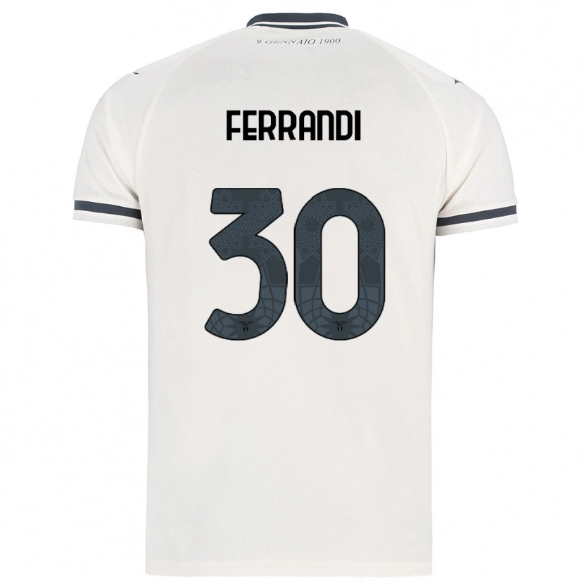 Danxen Uomo Maglia Giulia Ferrandi #30 Bianco Blu Navy Kit Gara Away 2025/26 Maglietta