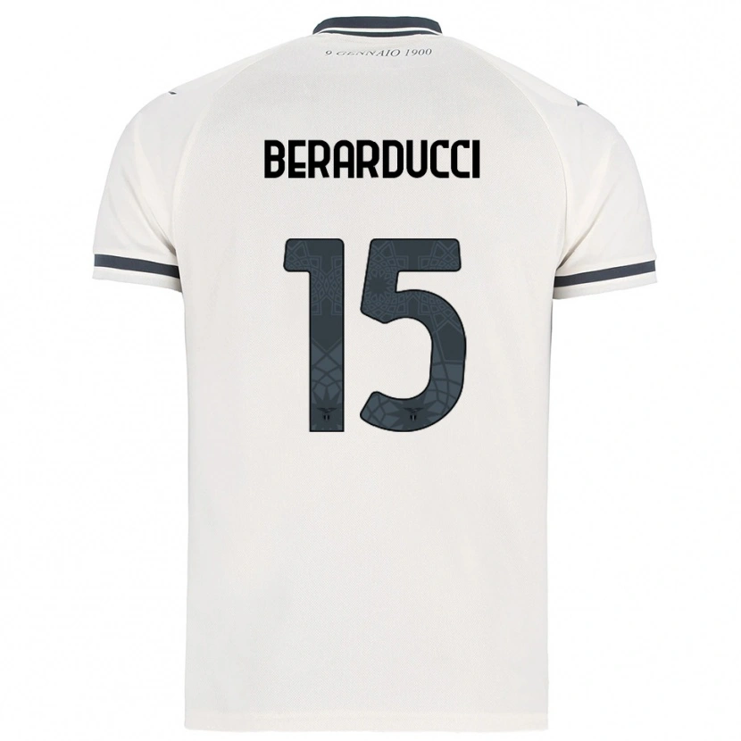 Danxen Uomo Maglia Martina Berarducci #15 Bianco Blu Navy Kit Gara Away 2025/26 Maglietta