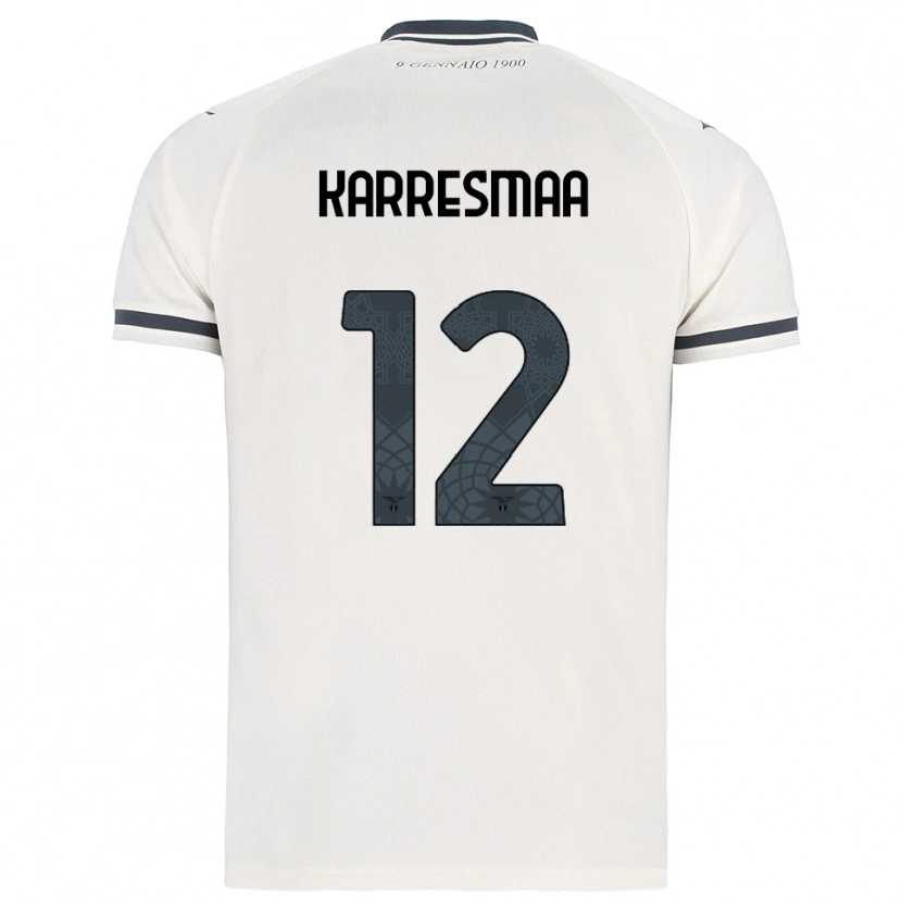 Danxen Uomo Maglia Kerttu Karresmaa #12 Bianco Blu Navy Kit Gara Away 2025/26 Maglietta