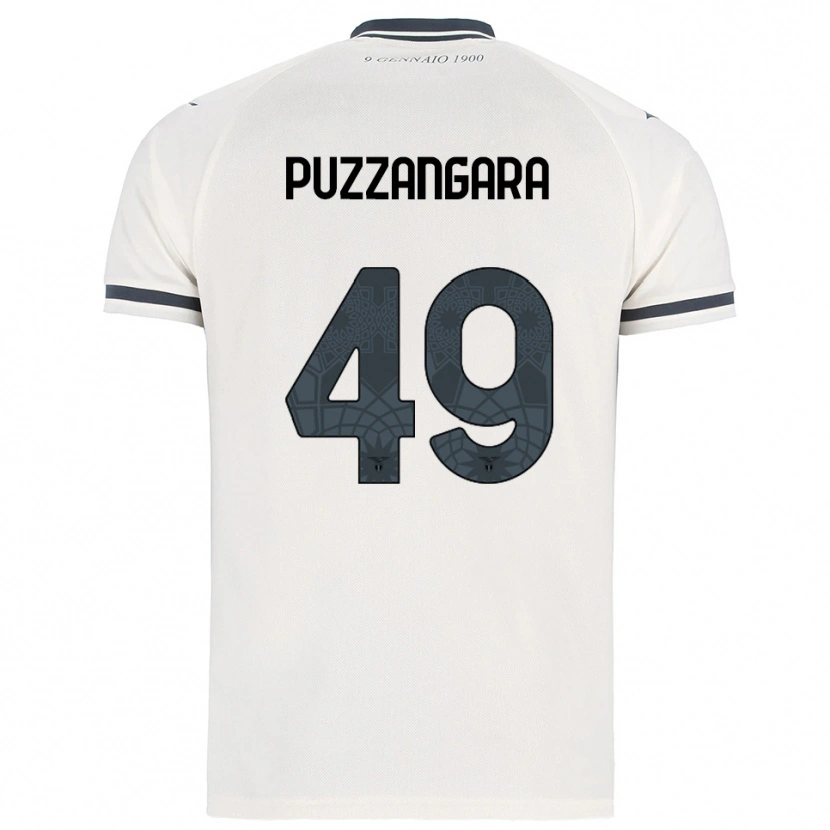 Danxen Uomo Maglia Angelo Antonio Puzzangara #49 Bianco Blu Navy Kit Gara Away 2025/26 Maglietta