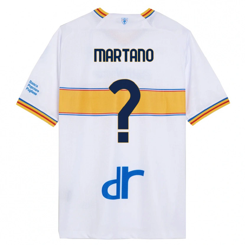Danxen Uomo Maglia Diego Martano #0 Bianco Giallo Kit Gara Away 2025/26 Maglietta