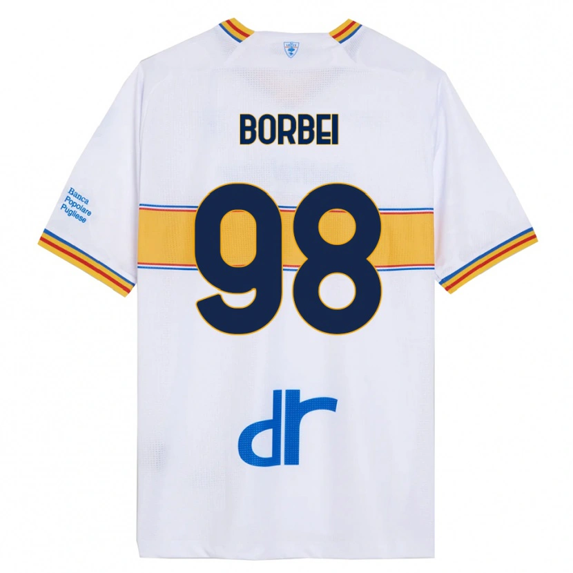 Danxen Uomo Maglia Alexandru Borbei #98 Bianco Giallo Kit Gara Away 2025/26 Maglietta