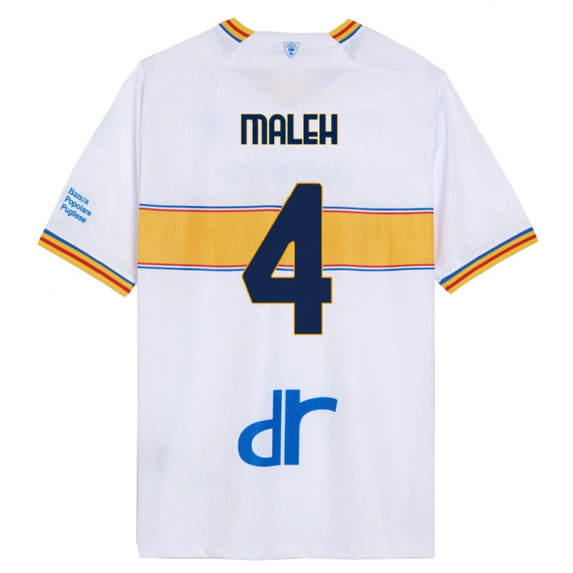 Danxen Uomo Maglia Youssef Maleh #4 Bianco Giallo Kit Gara Away 2025/26 Maglietta