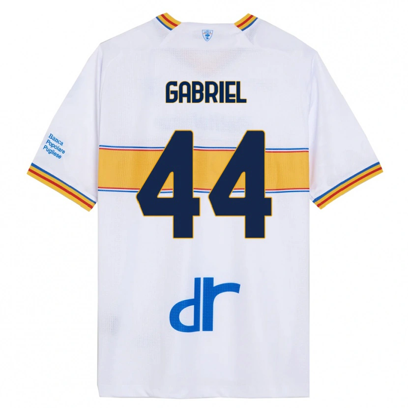 Danxen Uomo Maglia Tiago Gabriel #44 Bianco Giallo Kit Gara Away 2025/26 Maglietta