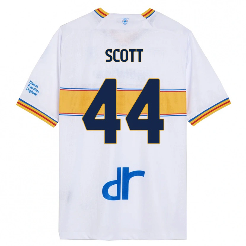 Danxen Uomo Maglia Elijah Scott #44 Bianco Giallo Kit Gara Away 2025/26 Maglietta