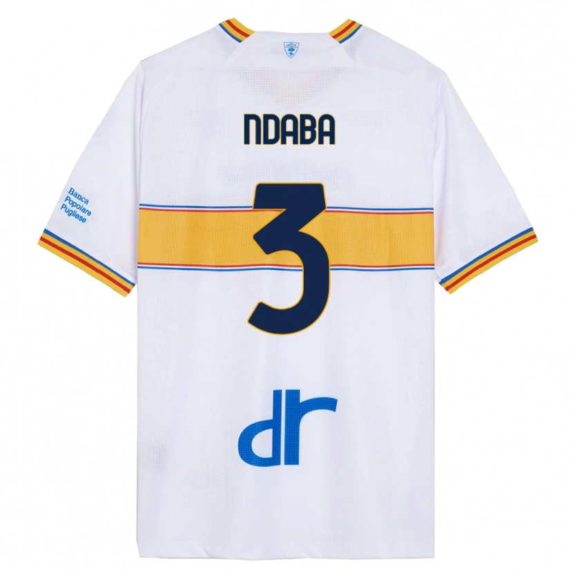Danxen Uomo Maglia Corrie Ndaba #3 Bianco Giallo Kit Gara Away 2025/26 Maglietta