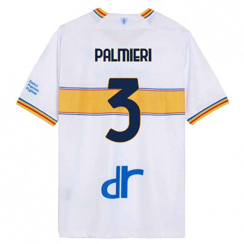 Danxen Uomo Maglia Andrea Palmieri #3 Bianco Giallo Kit Gara Away 2025/26 Maglietta