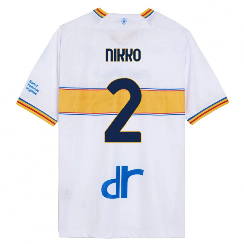 Danxen Uomo Maglia Jimi Nikko #2 Bianco Giallo Kit Gara Away 2025/26 Maglietta