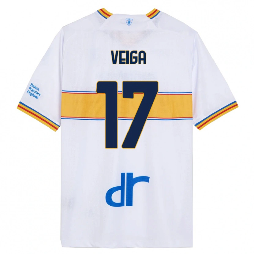 Danxen Uomo Maglia Danilo Veiga #17 Bianco Giallo Kit Gara Away 2025/26 Maglietta