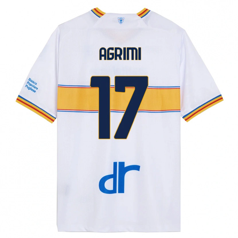 Danxen Uomo Maglia Matteo Agrimi #17 Bianco Giallo Kit Gara Away 2025/26 Maglietta