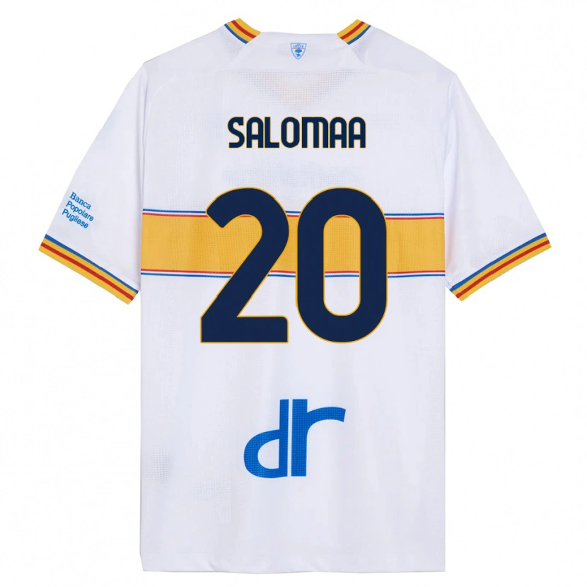 Danxen Uomo Maglia Henri Salomaa #20 Bianco Giallo Kit Gara Away 2025/26 Maglietta