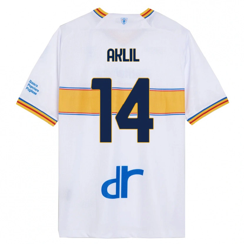 Danxen Uomo Maglia Lino Aklil #14 Bianco Giallo Kit Gara Away 2025/26 Maglietta