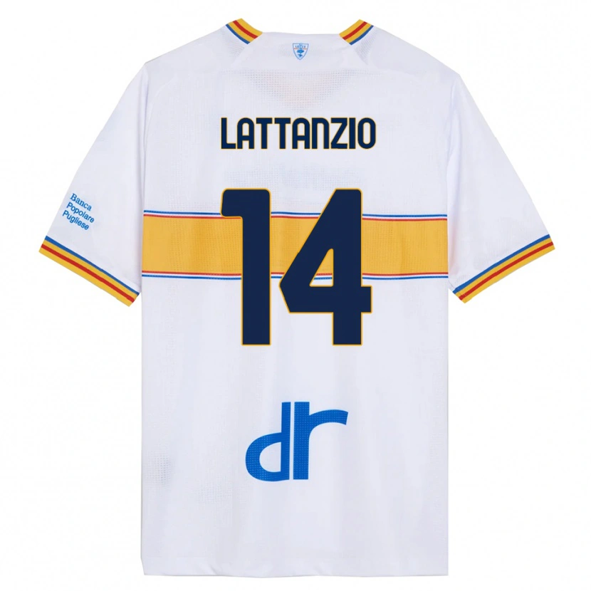 Danxen Uomo Maglia Gianluca Lattanzio #14 Bianco Giallo Kit Gara Away 2025/26 Maglietta