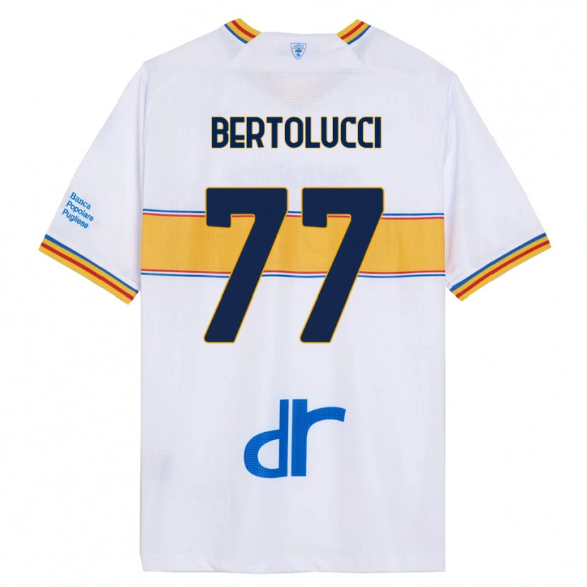 Danxen Uomo Maglia Sandro Bertolucci #77 Bianco Giallo Kit Gara Away 2025/26 Maglietta