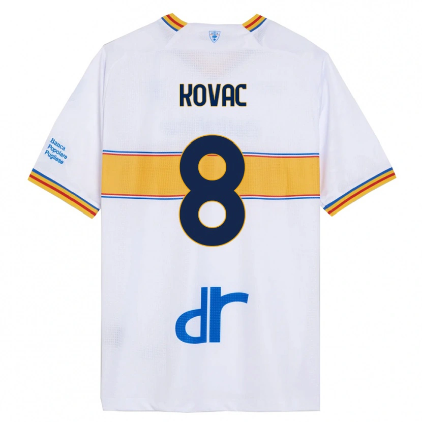 Danxen Uomo Maglia Niko Kovač #8 Bianco Giallo Kit Gara Away 2025/26 Maglietta