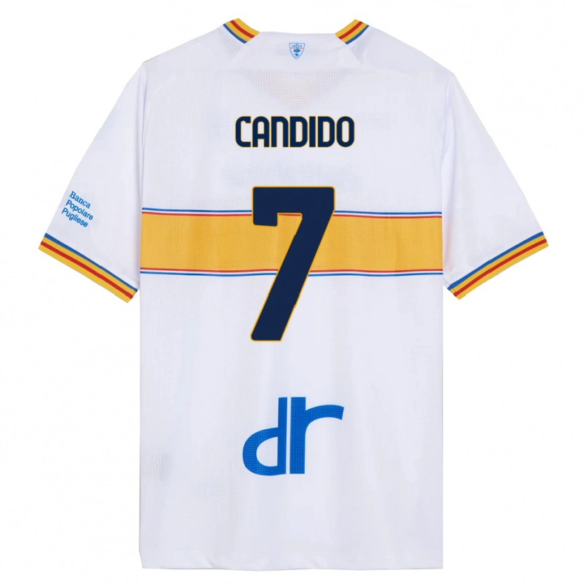 Danxen Uomo Maglia Filippo Candido #7 Bianco Giallo Kit Gara Away 2025/26 Maglietta