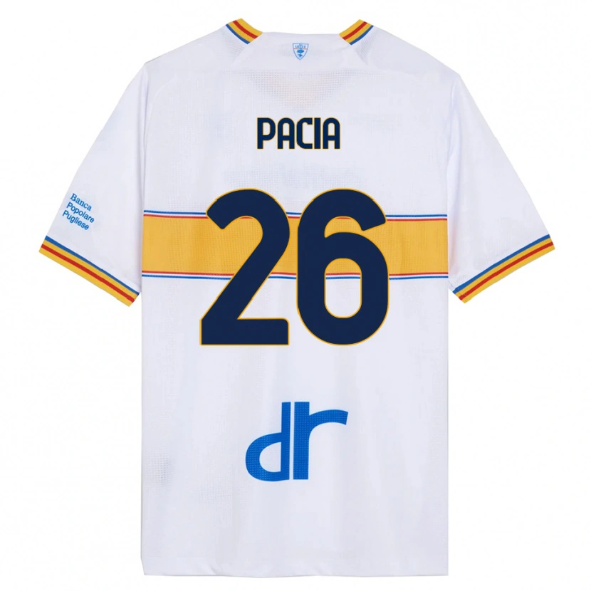 Danxen Uomo Maglia Fabiano Pacia #26 Bianco Giallo Kit Gara Away 2025/26 Maglietta