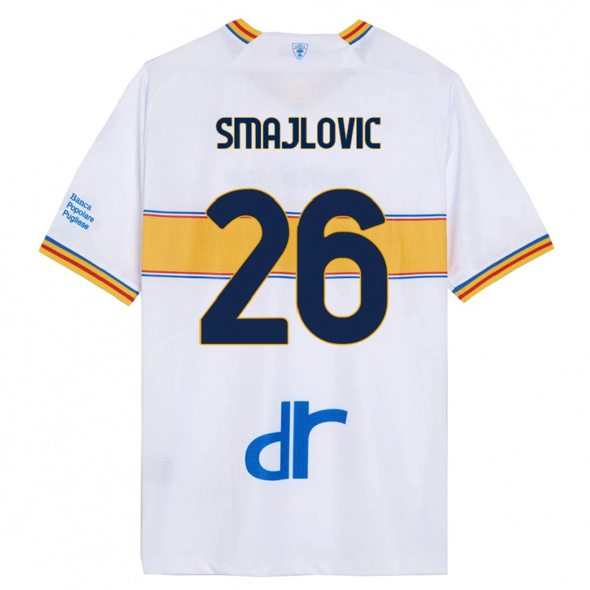 Danxen Uomo Maglia Zinedin Smajlovic #26 Bianco Giallo Kit Gara Away 2025/26 Maglietta
