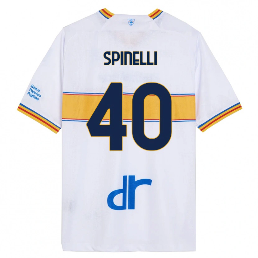 Danxen Uomo Maglia Nicolò Spinelli #40 Bianco Giallo Kit Gara Away 2025/26 Maglietta
