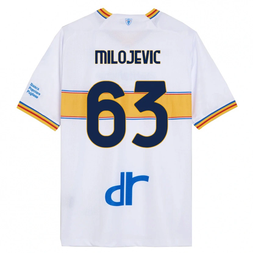 Danxen Uomo Maglia Nemanja Milojevic #63 Bianco Giallo Kit Gara Away 2025/26 Maglietta