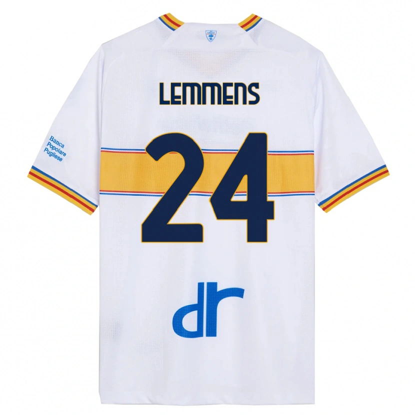 Danxen Uomo Maglia Mats Lemmens #24 Bianco Giallo Kit Gara Away 2025/26 Maglietta