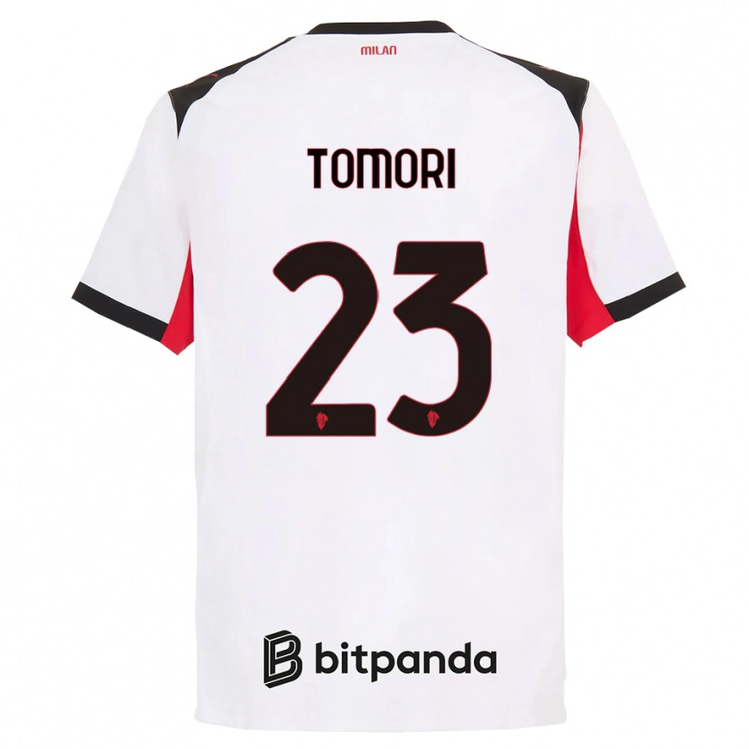 Danxen Uomo Maglia Fikayo Tomori #23 Bianco Nero Kit Gara Away 2025/26 Maglietta