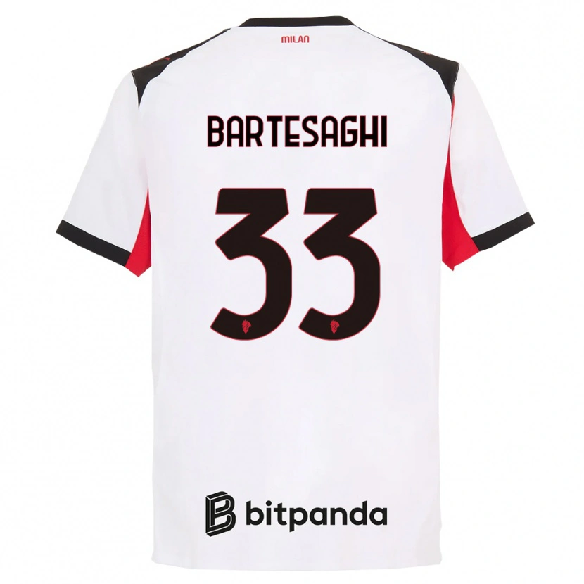 Danxen Uomo Maglia Davide Bartesaghi #33 Bianco Nero Kit Gara Away 2025/26 Maglietta