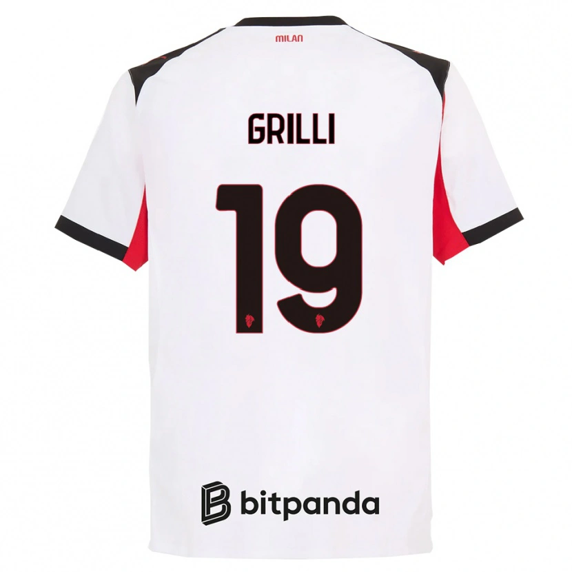 Danxen Uomo Maglia Lorenzo Grilli #19 Bianco Nero Kit Gara Away 2025/26 Maglietta