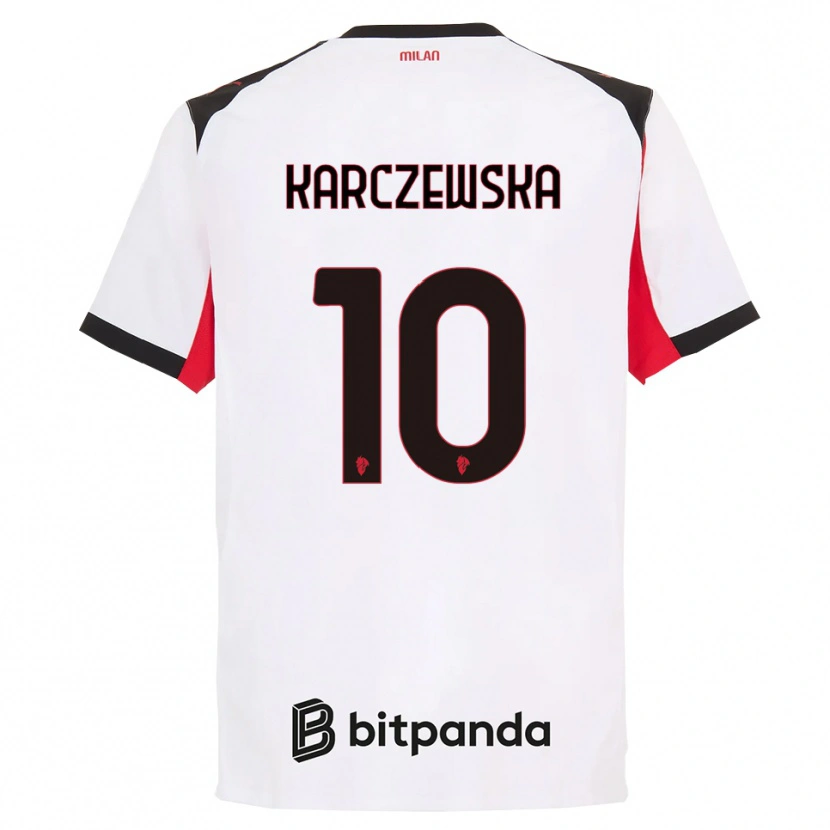 Danxen Uomo Maglia Nikola Karczewska #10 Bianco Nero Kit Gara Away 2025/26 Maglietta