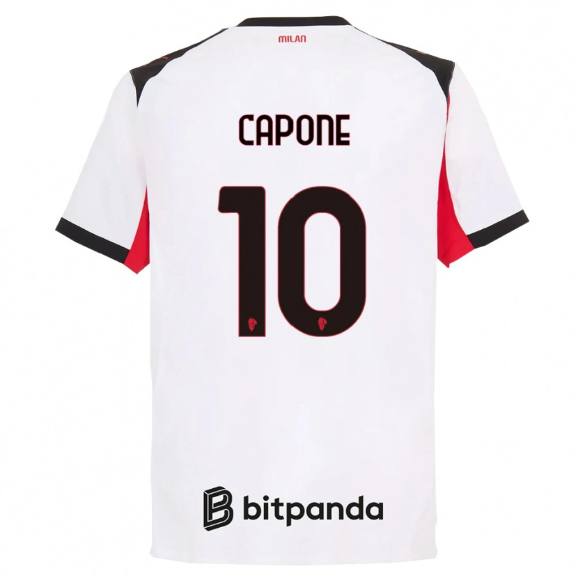 Danxen Uomo Maglia Andrea Capone #10 Bianco Nero Kit Gara Away 2025/26 Maglietta