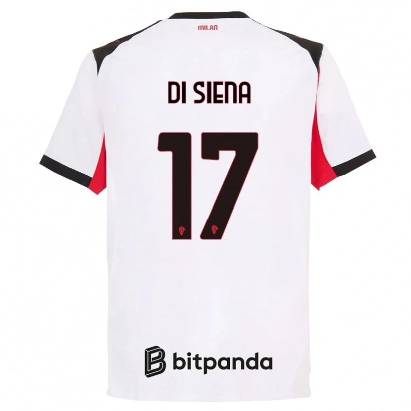 Danxen Uomo Maglia Andrea Di Siena #17 Bianco Nero Kit Gara Away 2025/26 Maglietta
