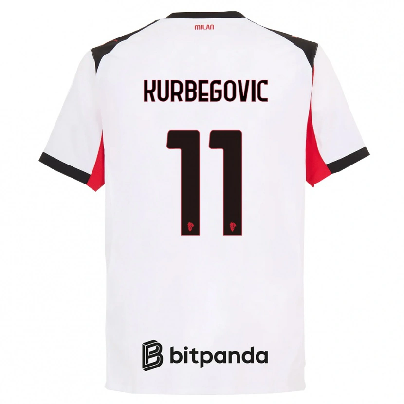 Danxen Uomo Maglia Dino Kurbegovic #11 Bianco Nero Kit Gara Away 2025/26 Maglietta