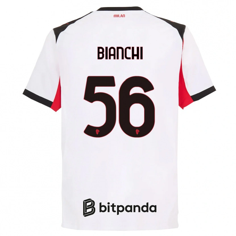 Danxen Uomo Maglia Alessandro Bianchi #56 Bianco Nero Kit Gara Away 2025/26 Maglietta