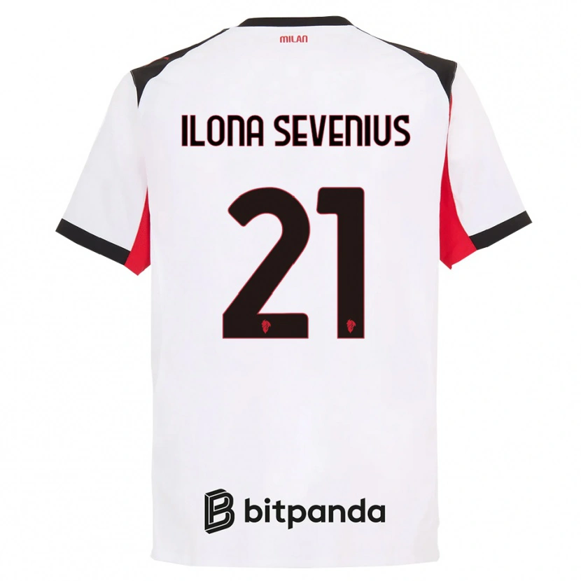 Danxen Uomo Maglia Oona Ilona Sevenius #21 Bianco Nero Kit Gara Away 2025/26 Maglietta