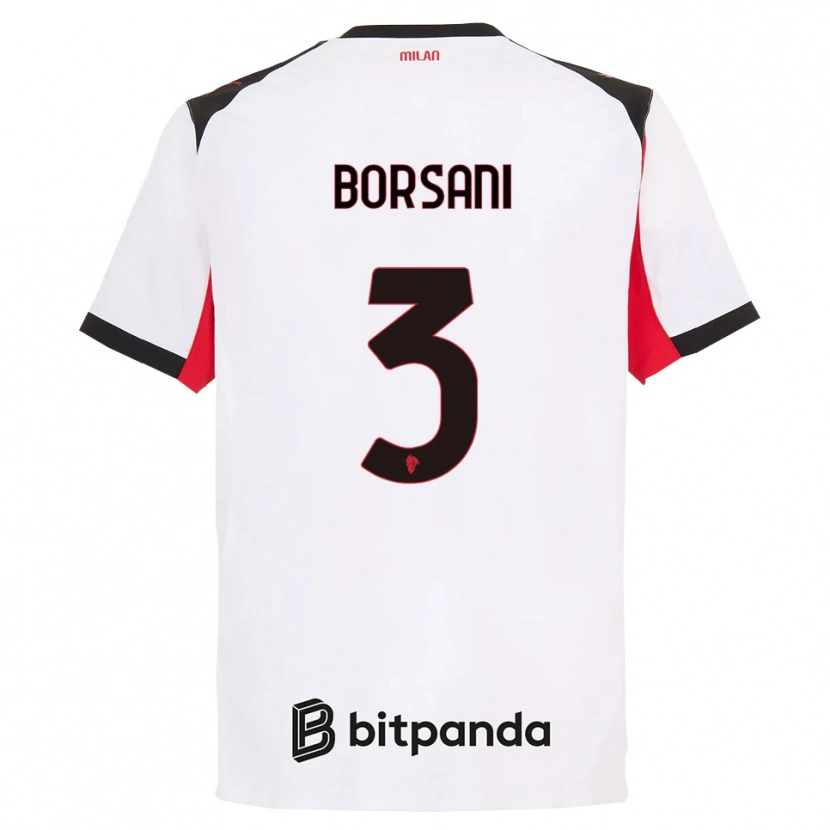 Danxen Uomo Maglia Emanuele Borsani #3 Bianco Nero Kit Gara Away 2025/26 Maglietta