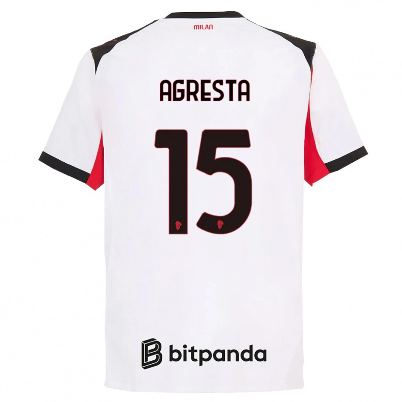 Danxen Uomo Maglia Stefano Agresta #15 Bianco Nero Kit Gara Away 2025/26 Maglietta