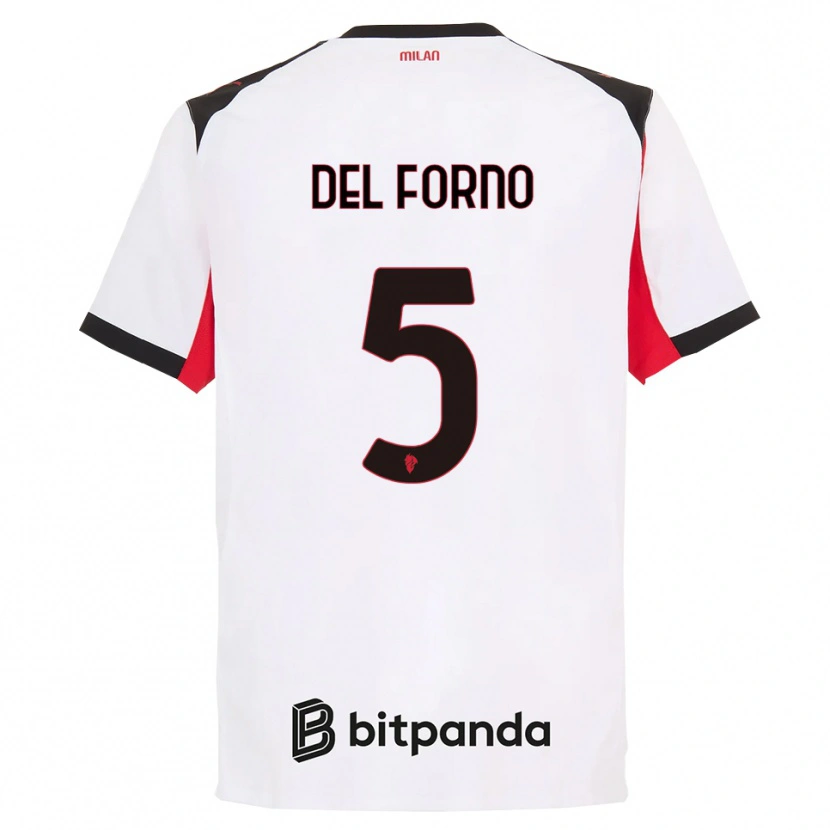 Danxen Uomo Maglia Luca Del Forno #5 Bianco Nero Kit Gara Away 2025/26 Maglietta
