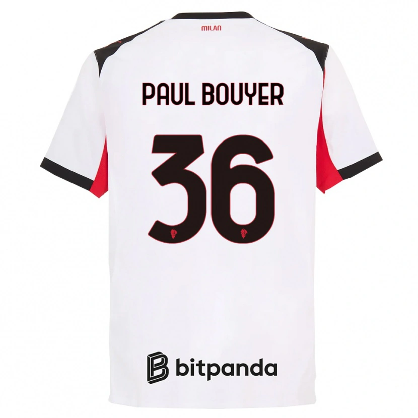 Danxen Uomo Maglia Léo Paul Bouyer #36 Bianco Nero Kit Gara Away 2025/26 Maglietta